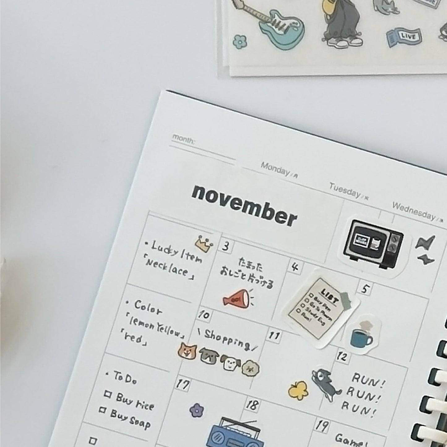 オープンリングノート＜適合リーフ＞日付フリーマンスリー　Ａ６